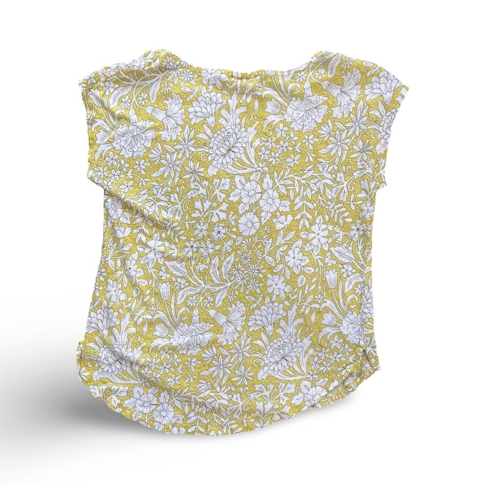 Rachel Ashwell Womens Yellow Floral 100% Linen Knit Scoop Neck Top Small - Picture 3 of 6